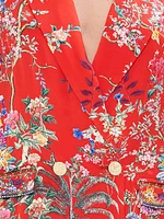 Double-Breasted Floral Silk Jacket