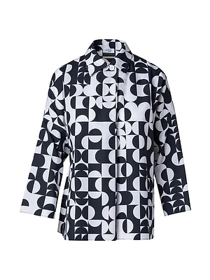 Geometric Cotton Oversized Blouse