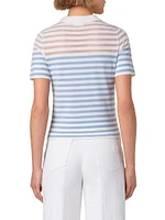 Striped Wool-Blend Short-Sleeve Sweater