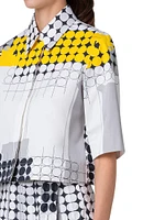 Geometric Gabardine Blouse