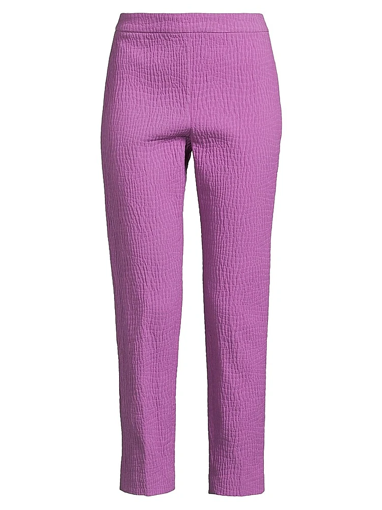 Cotton Textured Jacquard Straight-Leg Pants