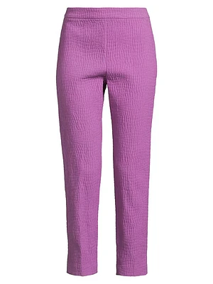 Cotton Textured Jacquard Straight-Leg Pants
