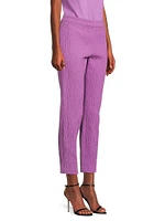 Cotton Textured Jacquard Straight-Leg Pants
