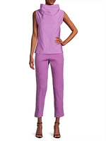 Cotton Textured Jacquard Straight-Leg Pants