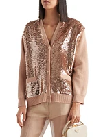 Cashmere and Wool Cardigan with Sequins