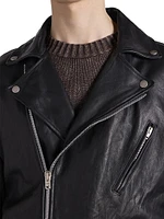 Distressed Leather Biker Jacket