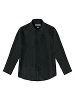 Linen Button-Front Lounge Shirt