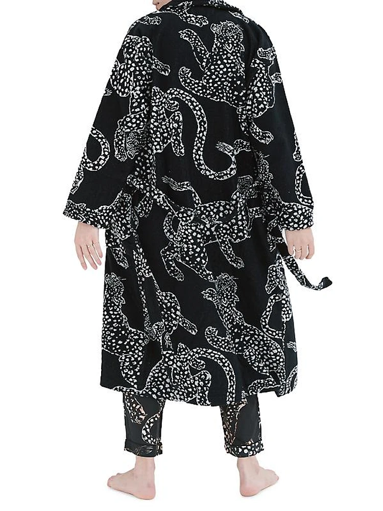 Jaguar Print Terry Cotton Robe