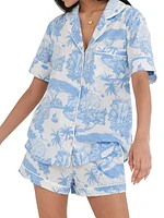 2-Piece Printed Cotton Short Pajama Set