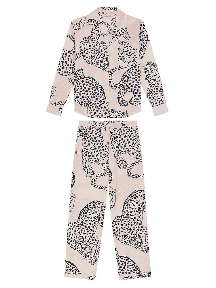 2-Piece Jag-Print Cotton Pajama Set