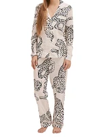 2-Piece Jag-Print Cotton Pajama Set