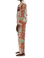 2-Piece Colorblocked Floral Cotton Pajama Set