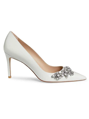 Crystal Fleur 60MM Leather Pumps