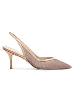 Eva 75MM Glitter Mesh Slingback Pumps