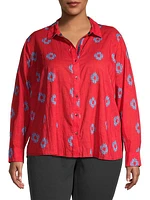 Indigo Medallion Crinkle Shirt