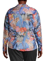 Dreamscape Printed Crinkle Cotton Button-Front Shirt