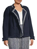 Fringe Mixed Knit Jacket