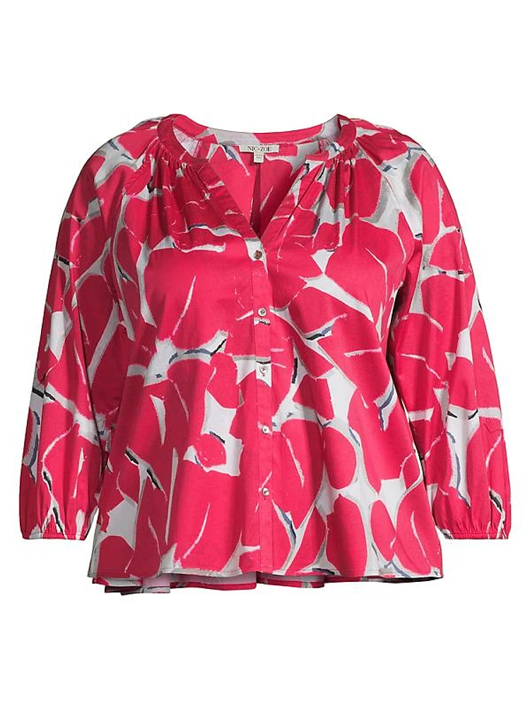 Bold Petals Shirred Top