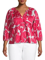 Bold Petals Shirred Top