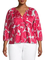 Bold Petals Shirred Top