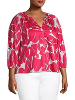 Bold Petals Shirred Top