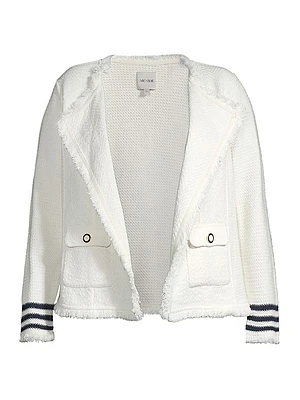 Fringed Cotton-Blend Open-Front Cardigan