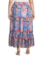 Dreamscape Printed Tiered Cotton Maxi Skirt