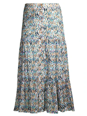 Up Beat Ikat Tiered Maxi Skirt