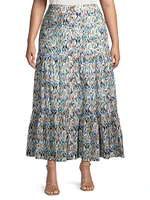 Up Beat Ikat Tiered Maxi Skirt