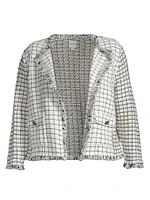 Grid Fringe Mix Knit Jacket