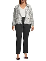 Grid Fringe Mix Knit Jacket