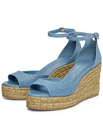 Nudistia 85MM Metallic Denim Espadrille Wedge Sandals