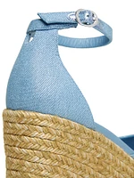 Nudistia 85MM Metallic Denim Espadrille Wedge Sandals