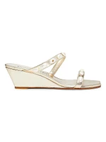 Pearlita 50MM Metallic Leather Wedge Sandals