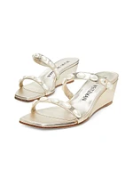 Pearlita 50MM Metallic Leather Wedge Sandals