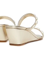 Pearlita 50MM Metallic Leather Wedge Sandals