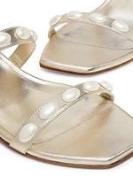 Pearlita 50MM Metallic Leather Wedge Sandals