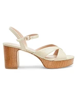 Carmen Midi 75MM Woven Linen Platform Sandals