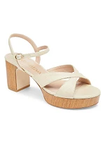 Carmen Midi 75MM Woven Linen Platform Sandals