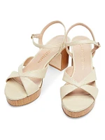 Carmen Midi 75MM Woven Linen Platform Sandals