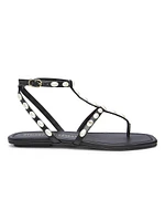 Pearlita Lacquered Leather Flat Sandals