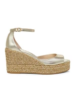 Nudistia 85MM Metallic Leather Espadrille Wedges