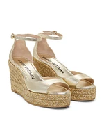 Nudistia 85MM Metallic Leather Espadrille Wedges