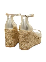 Nudistia 85MM Metallic Leather Espadrille Wedges