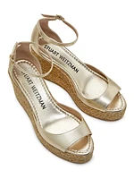 Nudistia 85MM Metallic Leather Espadrille Wedges