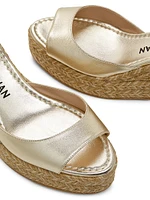 Nudistia 85MM Metallic Leather Espadrille Wedges