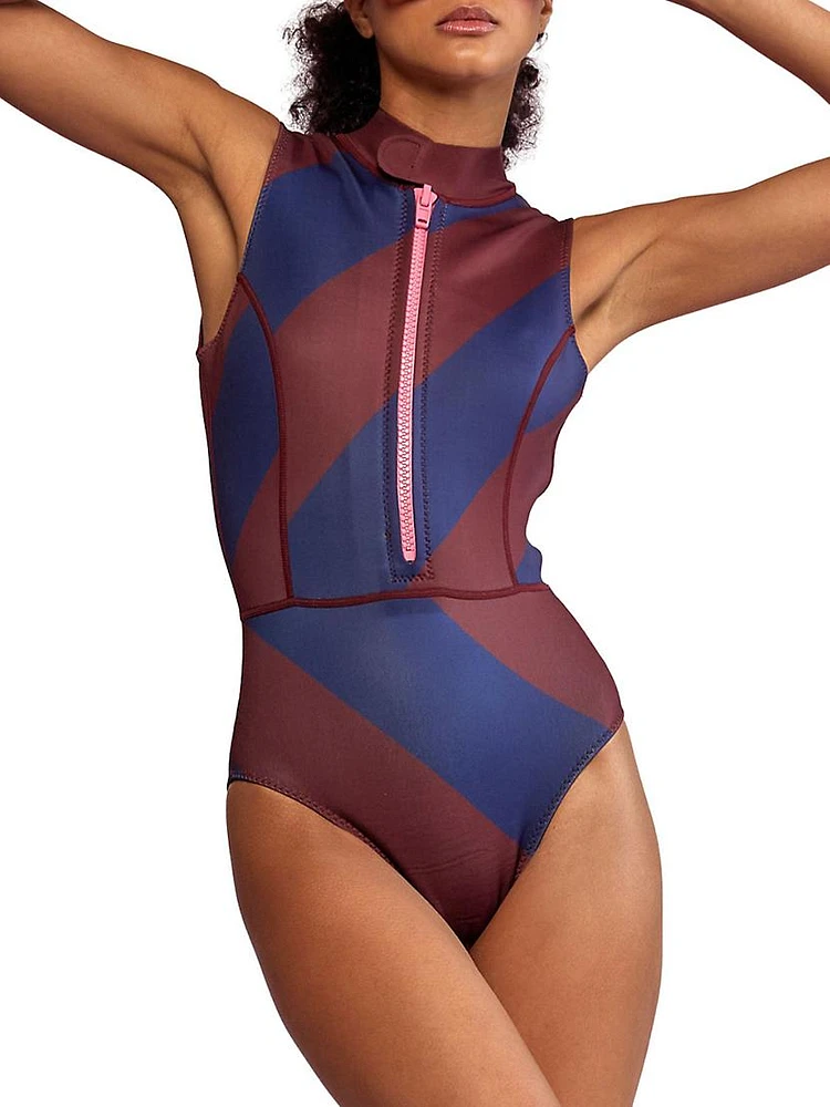 Sleeveless Striped Neoprene Wetsuit