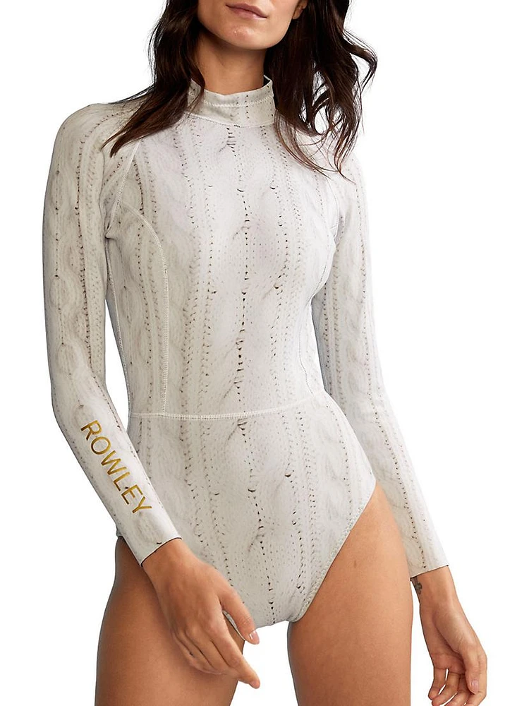 Trompe L'oeil Cable Knit Print Wetsuit