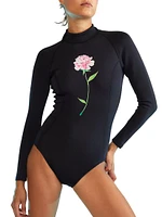 Peony-Print Long-Sleeve Wetsuit