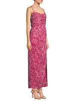 Luxe Floral Sequin Sleeveless Gown